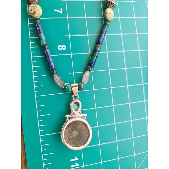 Necklace natural stones labradorite lapis and more silver tone - Picture 8 of 8